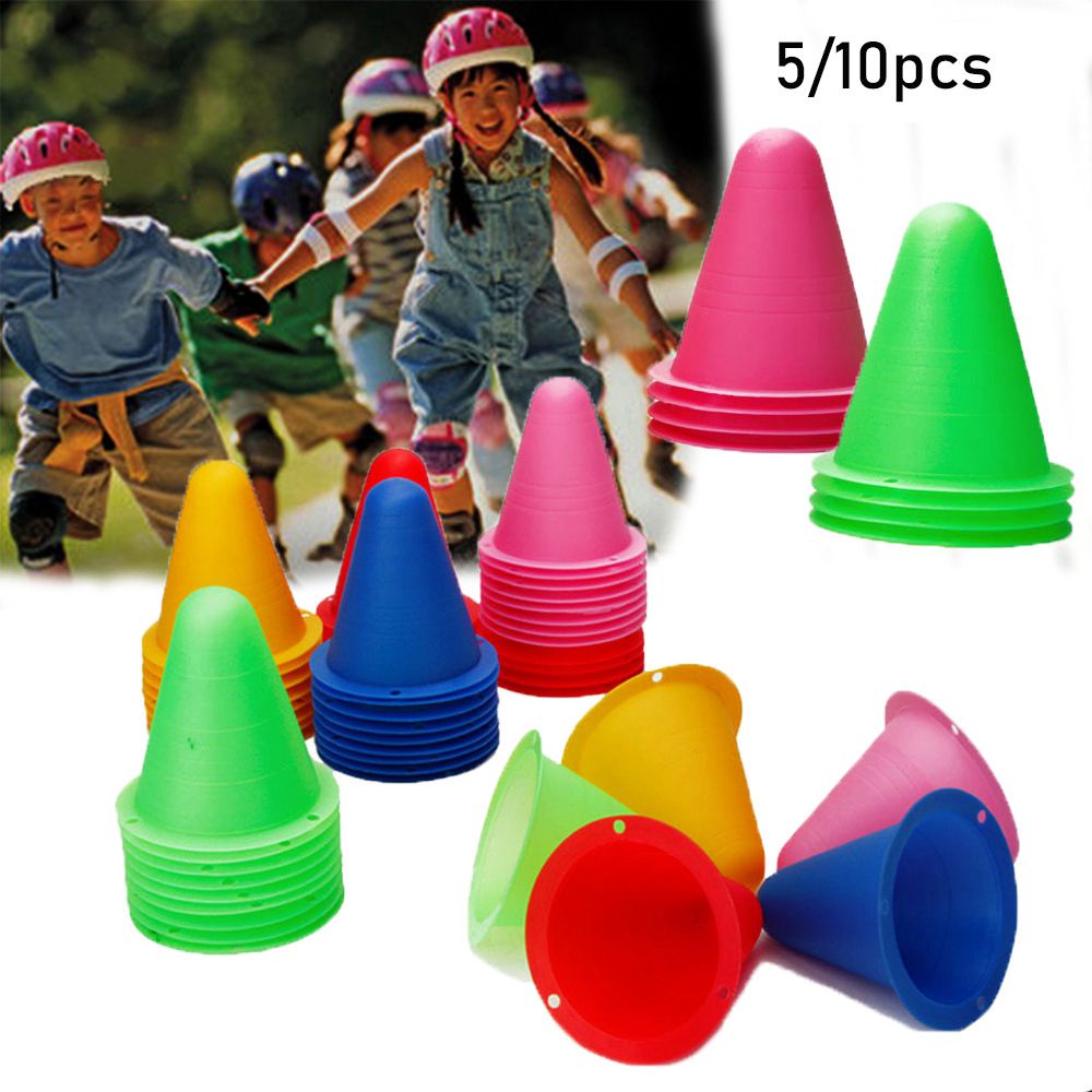 Wonderful 5 / 10pcs Cone Penanda Sepatu Roda / Sepak Bola Bahan Plastik 5 Warna