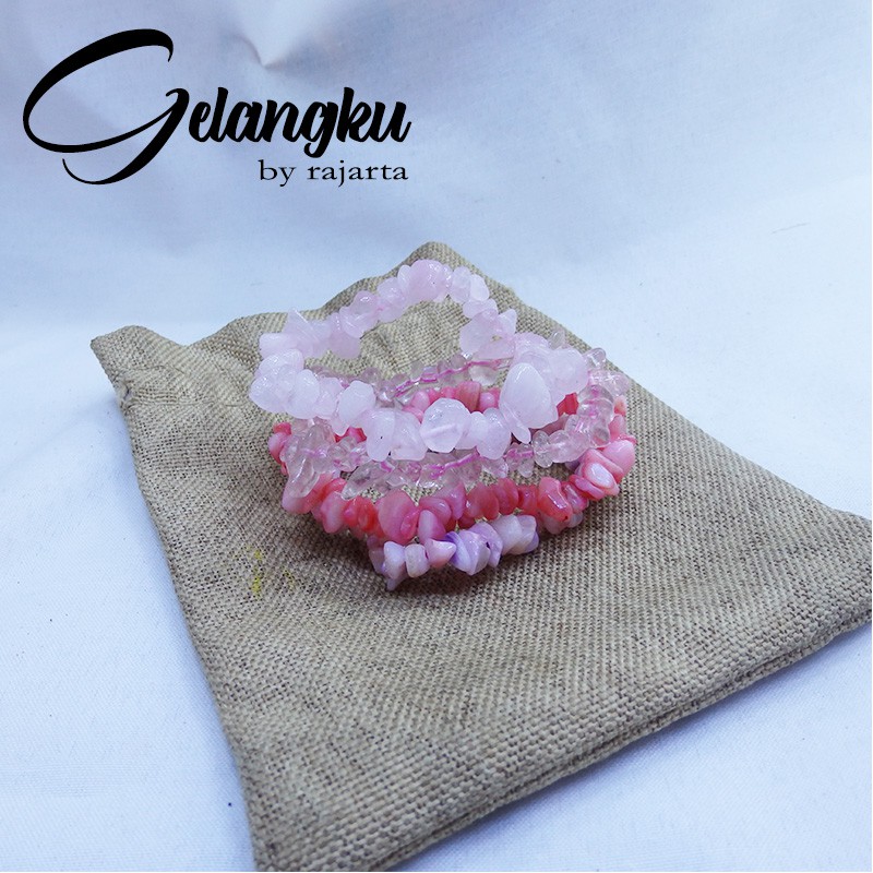 Gelang Kristal Rose Quartz Alami Untuk Chakra Kesehatan