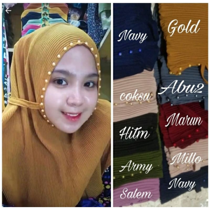 Hijab  Instan Aisyah Plisket Mutiara