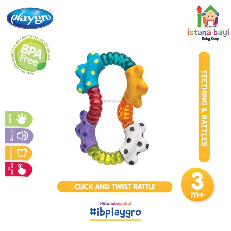 Playgro Click &amp; Twist Rattle - Mainan bayi