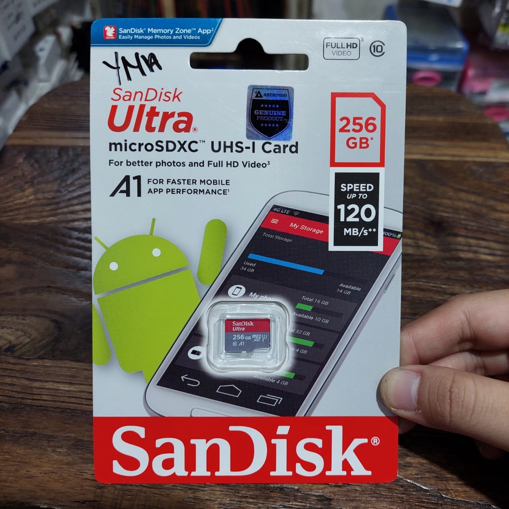 Memori Sandisk ORIGINAL 256 GB kelas 10 120mbps