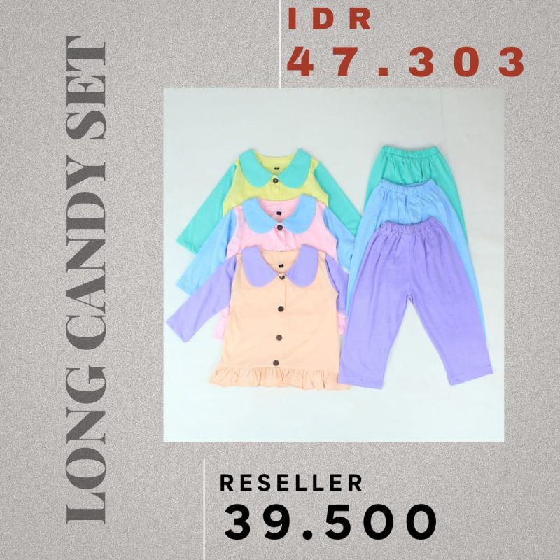 LONG CANDY SET - Promo 10.10 Setelan Anak Baju Bayi Daily Baby Dress Kids Piyama Cewek Pajamas Perempuan Tidur