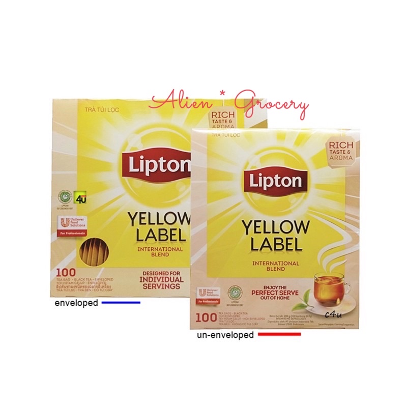 LIPTON Tea Bag Yellow Label Envelope Non Envelope 100x2gr