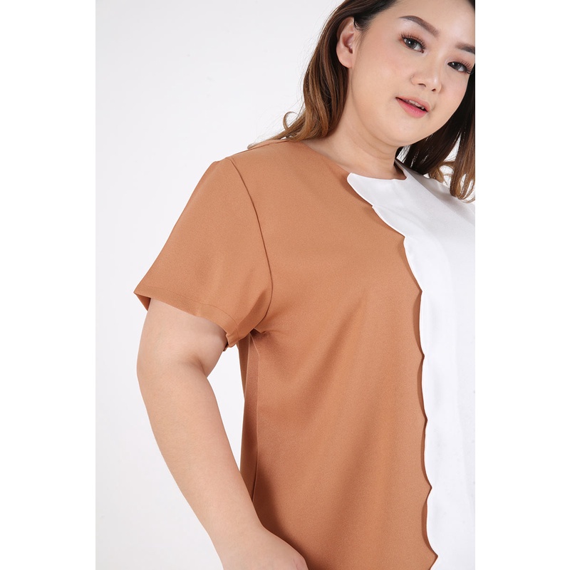 Sorabel - YF Rukakuza Plain Scallop Big Blouse / Blouse Polos Wanita Lengan Pendek-6