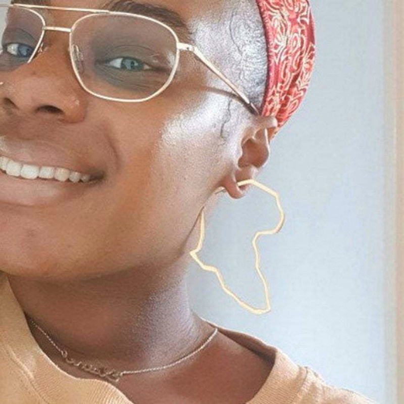 Siy Anting Bulat Gantung Desain Peta Afrika Tradisional Hollow Untuk Wanita