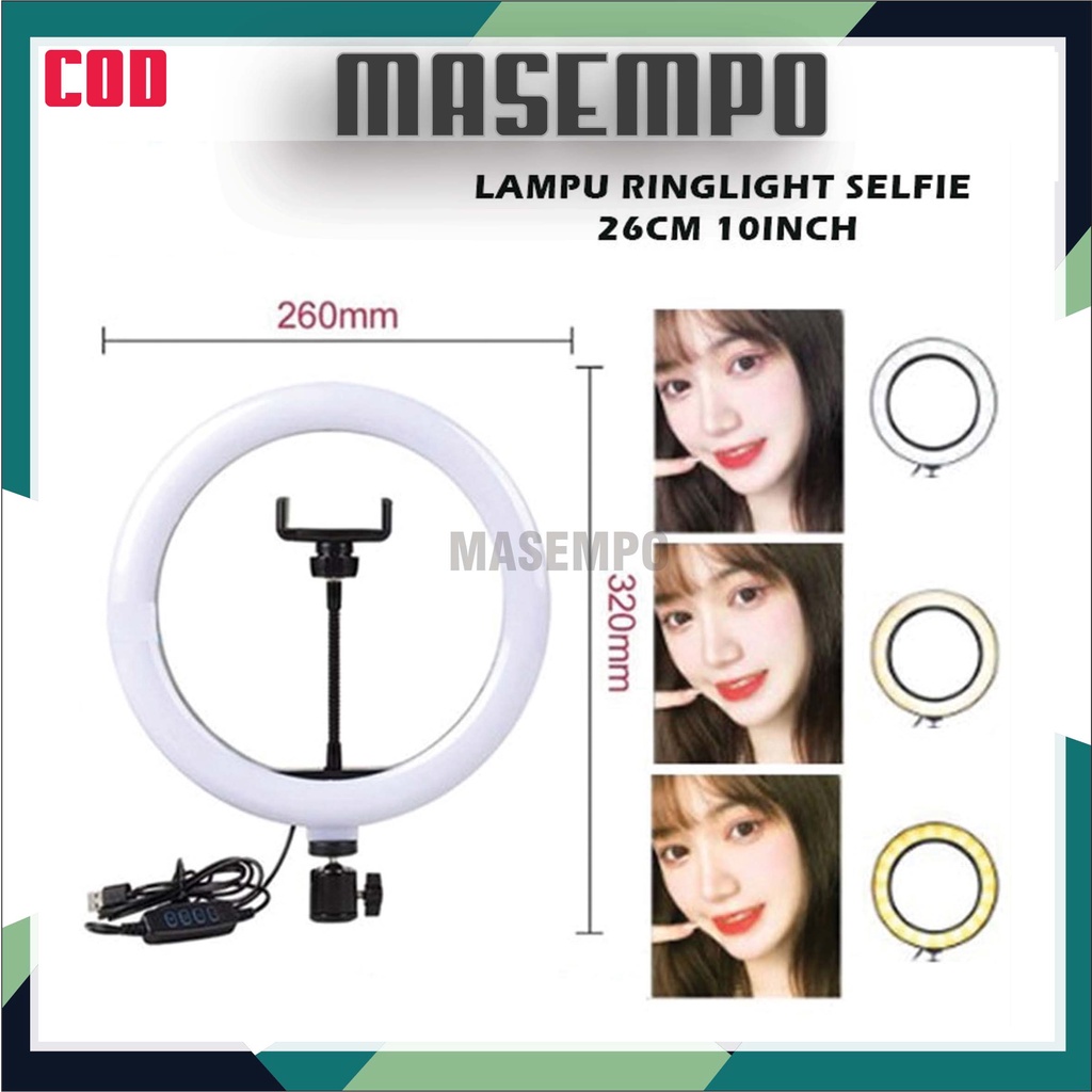 Ring Light 26cm + Tripod 2.1m - Lampu Makeup - Lampu Selfie - Lampu Vlog