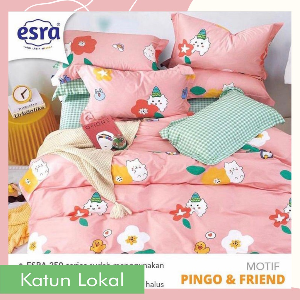 Bahan Kain Sprei Katun Lokal Esra Motif Pingo And Friend