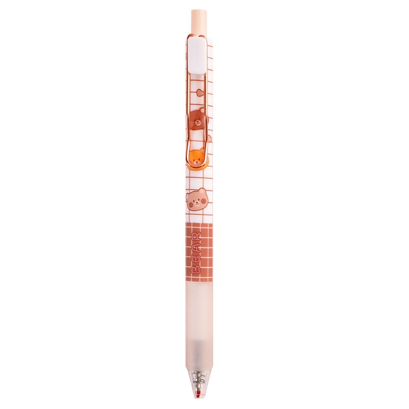 1pc Pulpen Tinta Gel Hitam Matte 0.5mm Motif Beruang Lucu Untuk Stationery Sekolah / Kantor