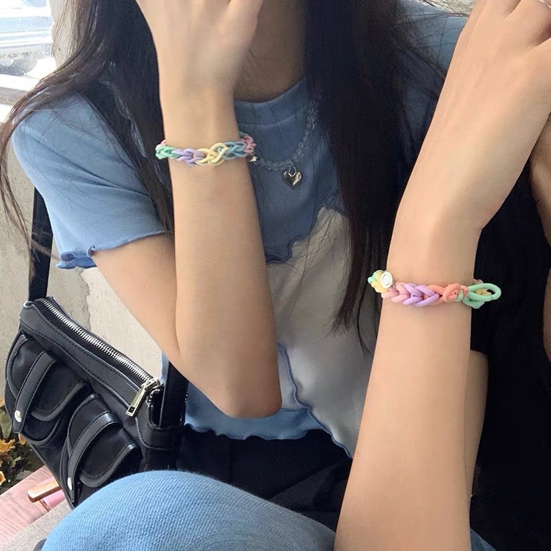 CUTE COLORFUL COUPLE MAGNETIC BRACELET GELANG TANGAN PASANGAN FRIENDSHIP PACAR WARNA WARNI TERANG MAGNET