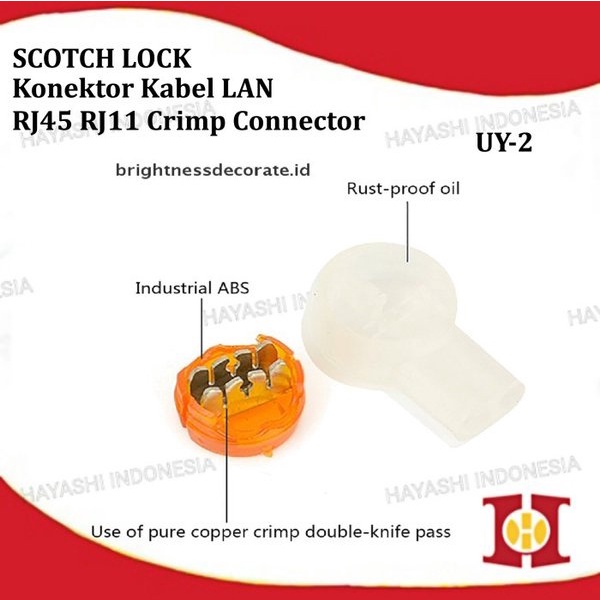 Klem Konektor Jagung Penyambung 2 Kabel Scotch Lock Listrik Lampu UY2-100pcs