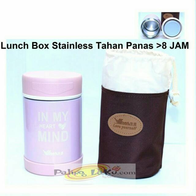 Lunch Box 500ml Stainless Tahan Panas 8 Jam Food Grade + Tas