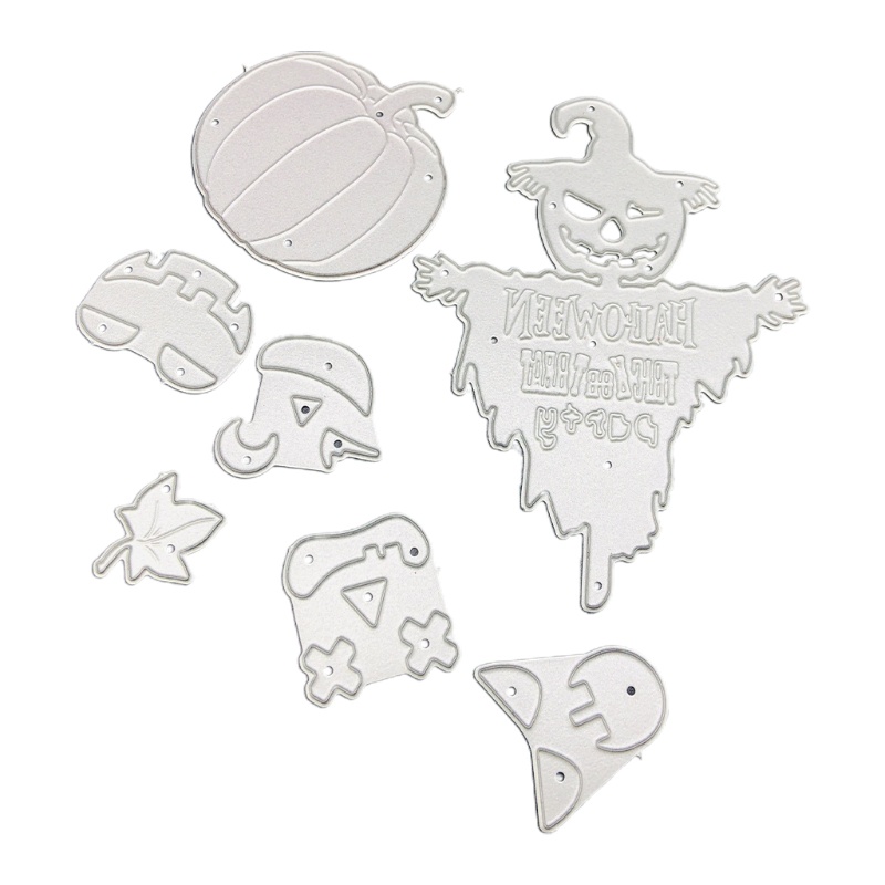 Cetakan Stensil Cutting Dies Motif Hantu Labu Halloween Bahan Metal Untuk Scrapbook / Craft DIY