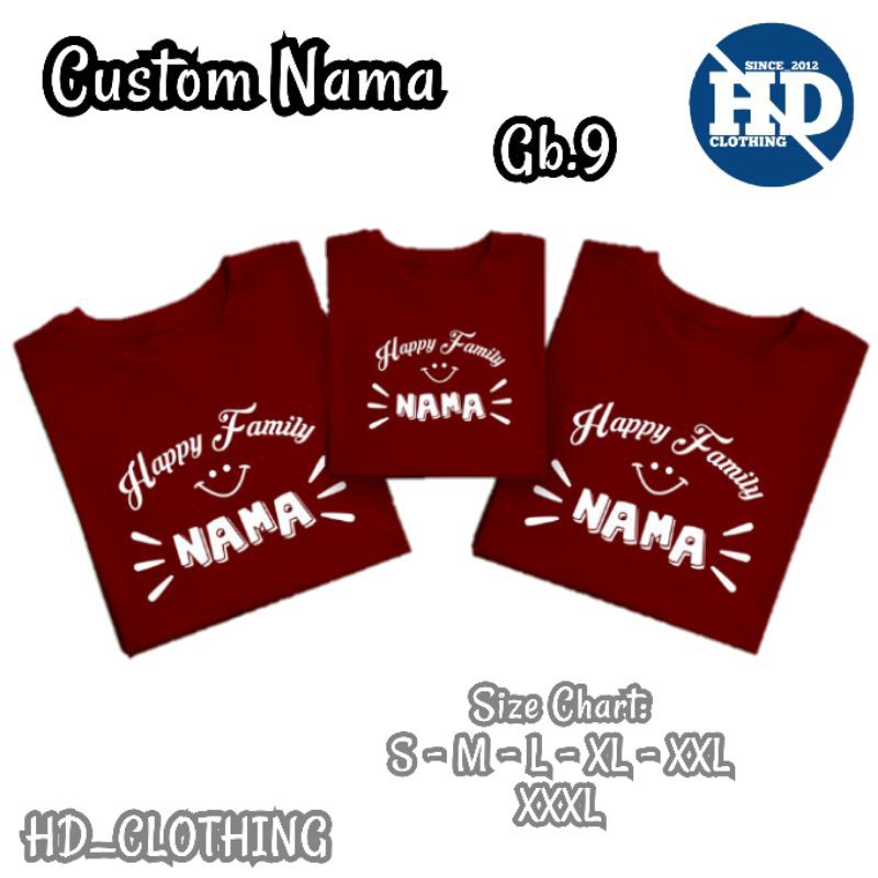 KAOS CUSTOM GRATIS NAMA BISA COUPLE DAN KELUARGA Size S - XXL - NAMA SENDIRI