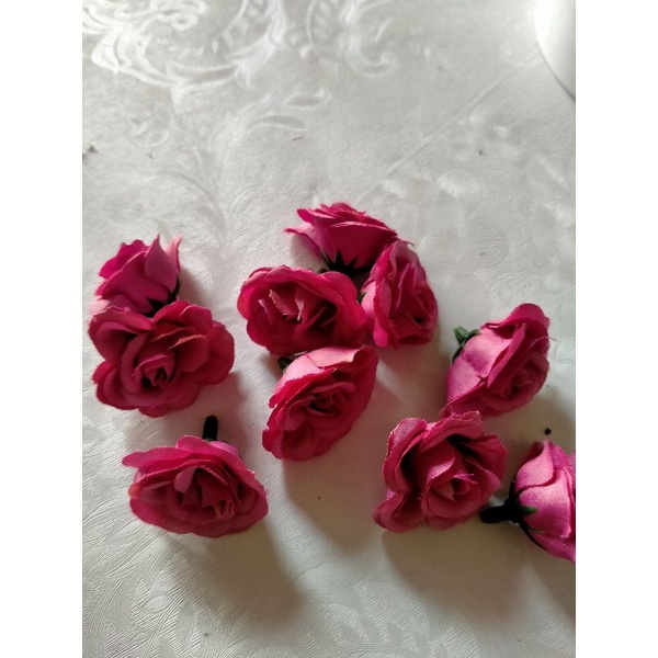 Kepala bunga mawar peony kelopak bunga artificial kecil hiasan dekorasi mahar craft-Magenta
