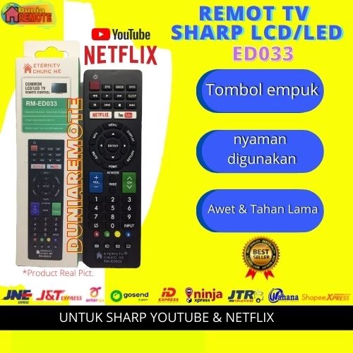 Remot Remote TV SHARP AQUOS Android Smart Multi LCD LED 3D tanpa setting