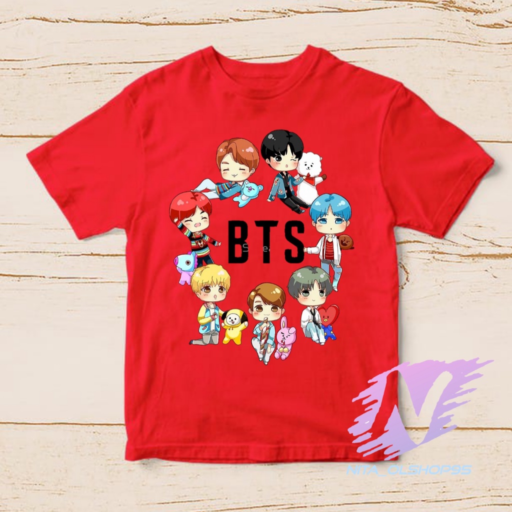 kaos anak bts kpop animasi kartun lucu