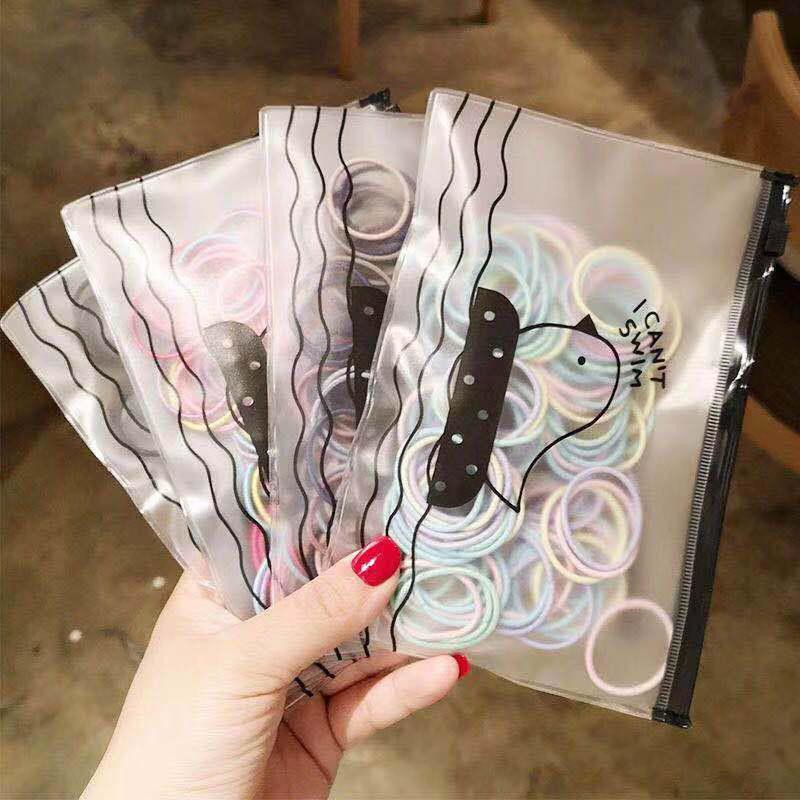 BBS - Ikat Rambut Korea I Can Swim isi 100 pcs Warna Warni Karet Rambut-7