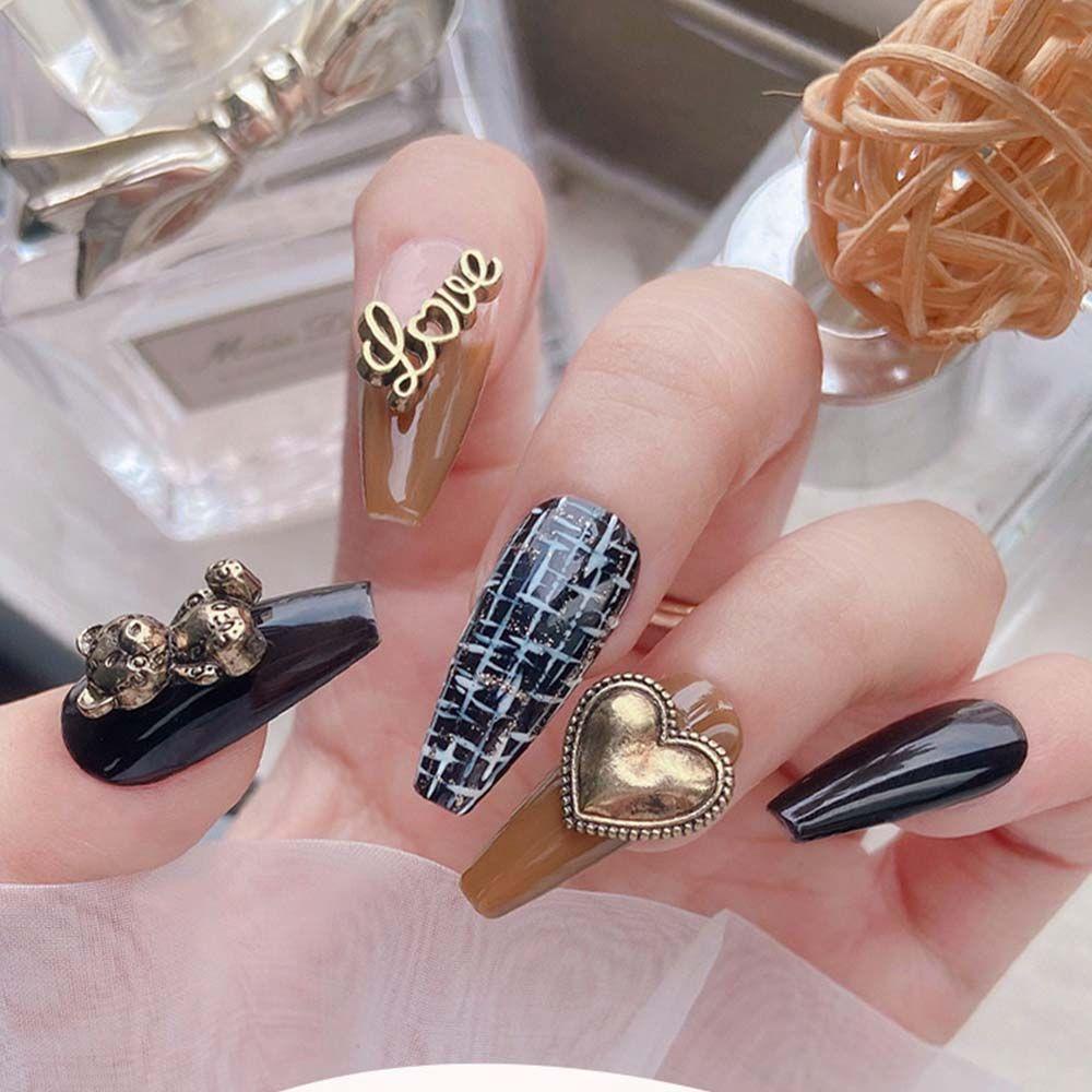 Mxbeauty Kecantikan Kepala Kuku Berlian Imitasi DIY Fashion Hati Bunga Nail Art Ornamen Ikatan Simpul Bentuk 3D Nail Art Charms