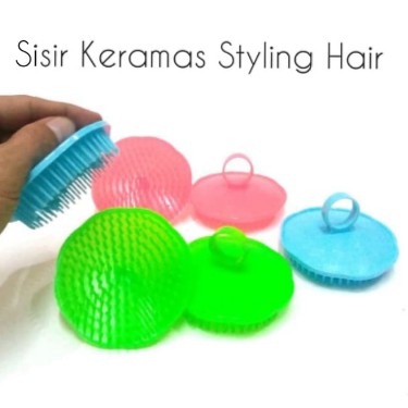 Sisir Keramas bulat Pijat Kepala Anti Ketombe Silicon Ring