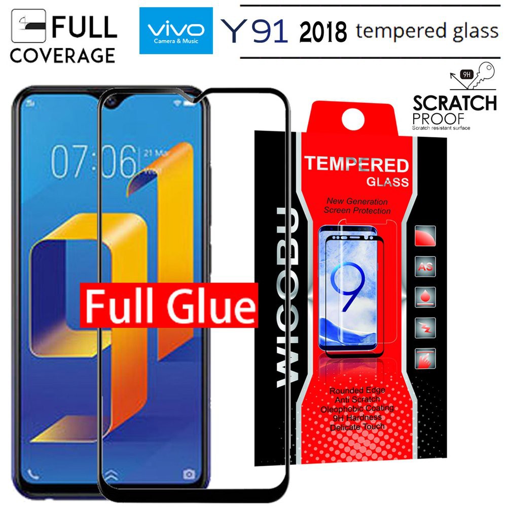 Tempered glass Curve (Full Layar) &amp; FULL LEM  Temperd Glass 21D - VIVO Y91 Full Cover Tempered