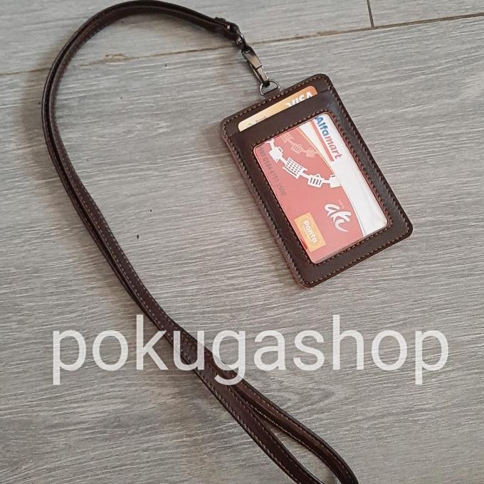 

[[COD]] nametag kulit / id card holder kulit dark brown asli garut TERUJI Kode 1291