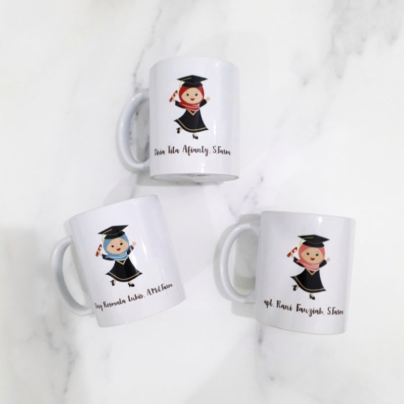 Kado wisuda | Mug custom + box + greeting card. Bebas custom desain