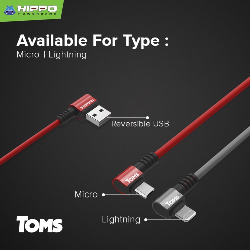 Kabel Micro USB TOMS HIPPO - Merah