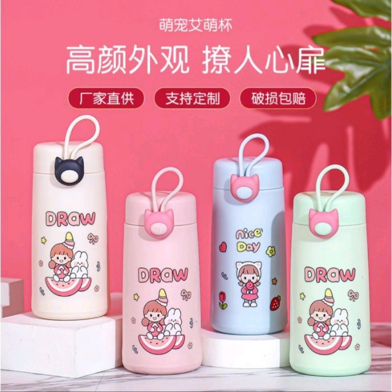 BOTOL MINUM KACA LUCU NICE DAY BOTOL KACA UNIK ADA GANTUNGAN BOTOL BEKAL SEKOLA BOTOL SOUVENIR-2
