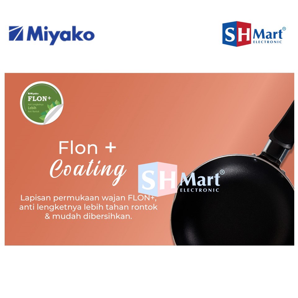 FRY PAN MIYAKO TEFLON ANTI LENGKET FP-18A / FP-20A / FP-22A PANCI PENGGORENGAN 18CM,20CM,22CM WITH BIBIR TUANG