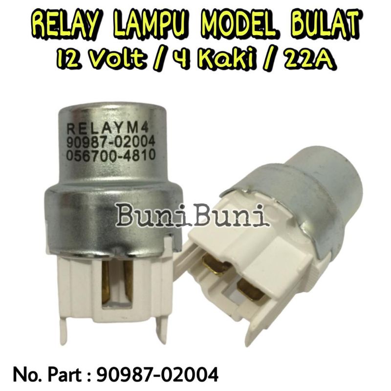 Relay Lampu Bulat Untuk Mobil Kijang / Rino / Taft 12V 22A Kaki 4 SEJAJAR