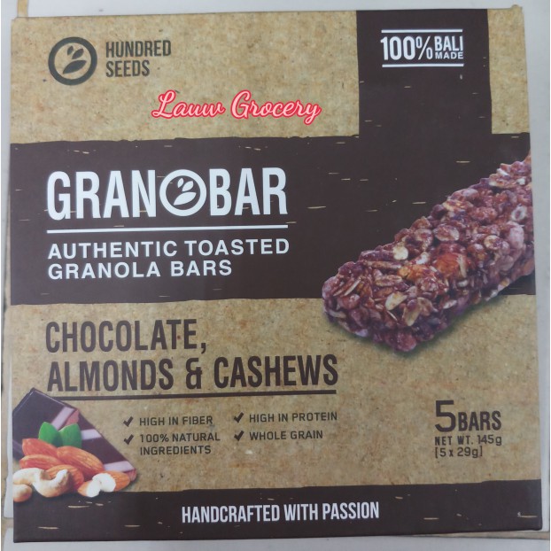

Granobar Chocolate- Almonds & Cashews 145gr Isi 5pcs/Granola Bar/Snack