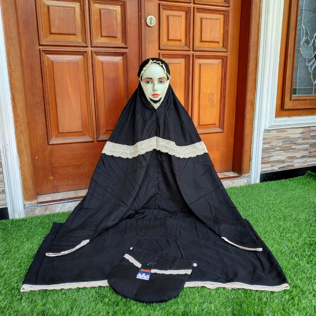 Mukena Rayon Polos Renda Rajut Panjang Terusan Dewasa Remaja