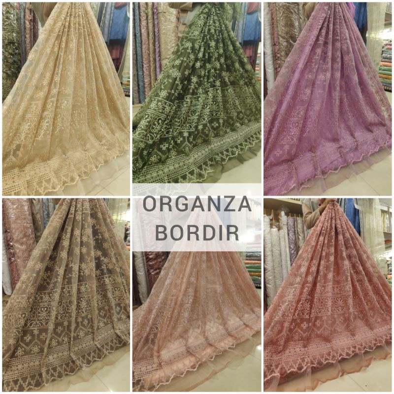 Kain Organza Bordir Kaca Pinggir Dress Outer Sapto