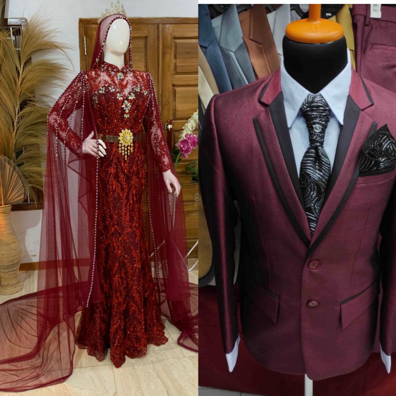 GAUN PENGANTIN COUPLE SLIM MEWAH BEREKOR //GAUN COUPLE TERMURAH 2021//BESKAP//GAUN