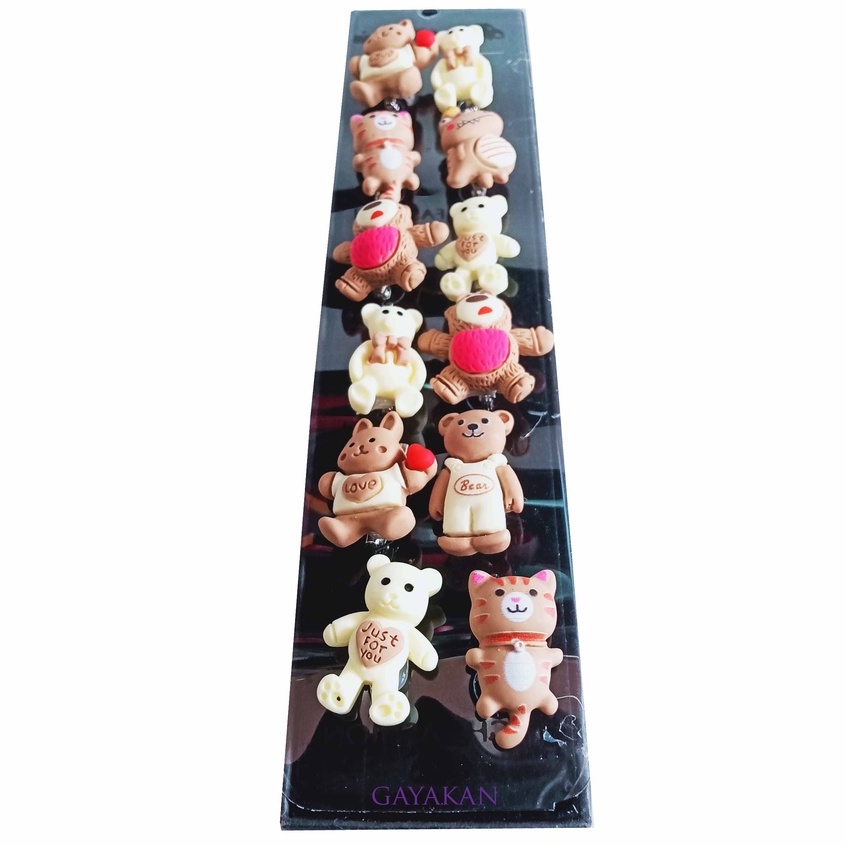 Isi 12 Pcs (1 Lusin) Bros Dagu Hijab Seri Choco Bear Milk Model Random