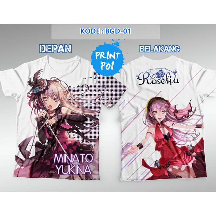 Kaos BanG Dream - Minato Yukina - Roselia - FullPrint