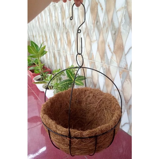 POT GANTUNG ANGGREK BOLA DENGAN SABUT KELAPA diameter 25 cm free pengait | Pot estetik unik berbahan