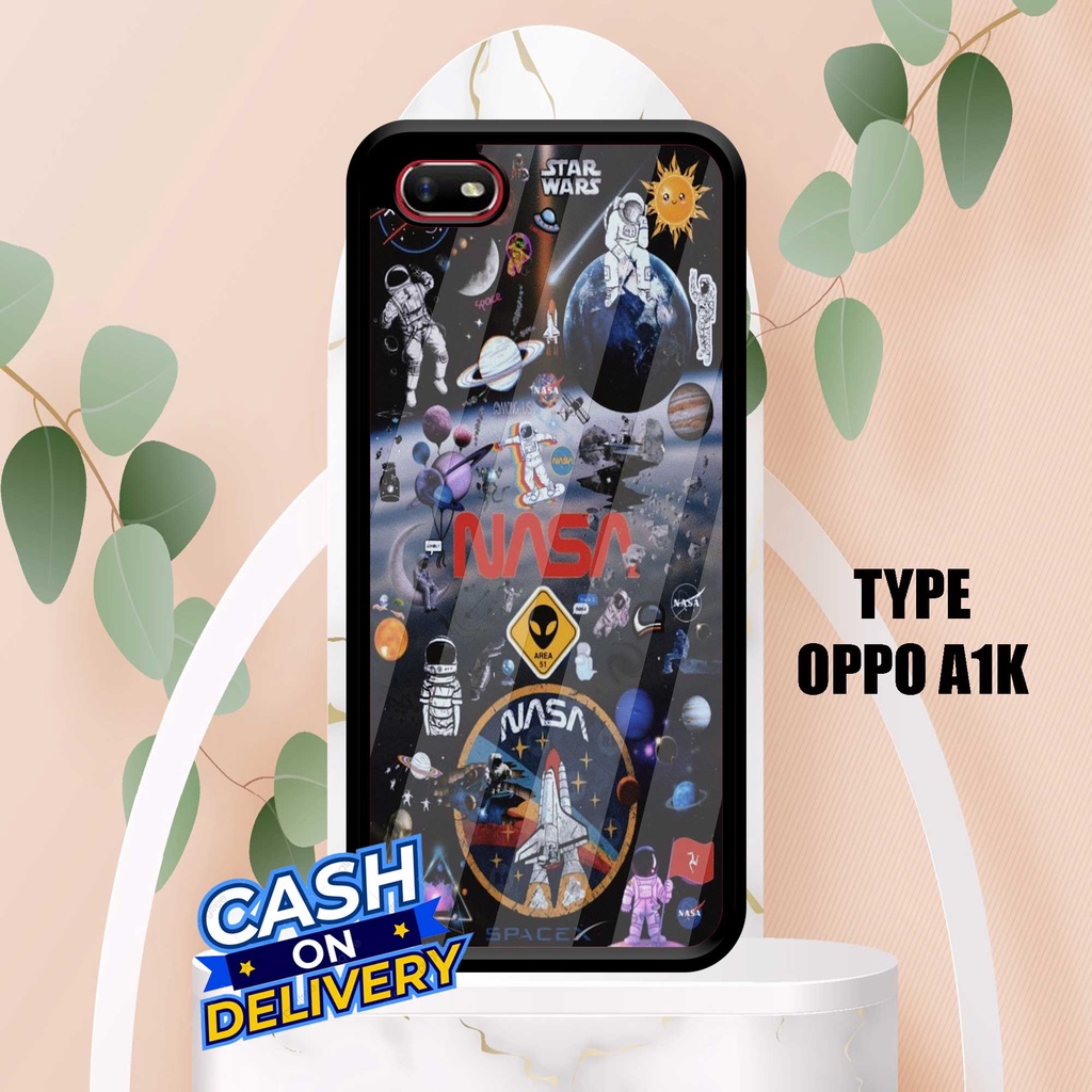 CA Case Hardcase OPPO A1K Glossy Motif Branded Nasa Unik 2D Case Kilau Softcase Casing Sarung Hp Bis