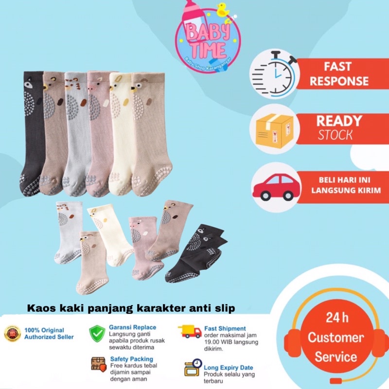 Kaos Kaki Anak Bayi Panjang Karakter Lucu Hewan Dengan Anti Slip Di Lutut