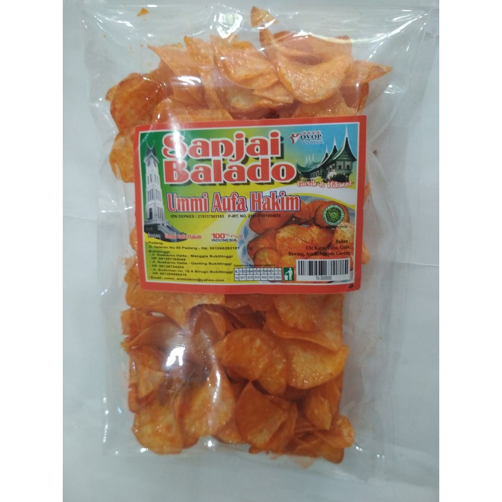 

Keripik Singkong Sanjai Balado Original/Cabe Ijo/Durian Ummi Aufa Hakim Khas Padang 250 gram