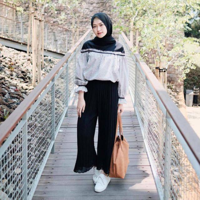 Sabrina blouse - blouse big size - blouse jumbo- atasan wanita -ukuran S-M-L-XL-2XL-3XL-Black