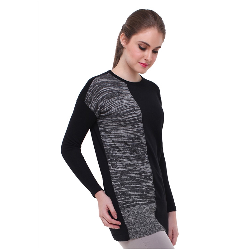 Sweater Wanita - Dua Warna - Hitam - LST.360.U704.103.C L/S