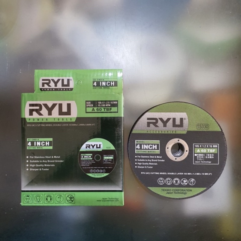 Mata gerinda potong besi 4” [batu potong tipis 4”] ryu