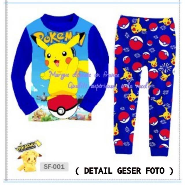 PIYAMA POKEMON BLUE (DETAIL GESER FOTO)