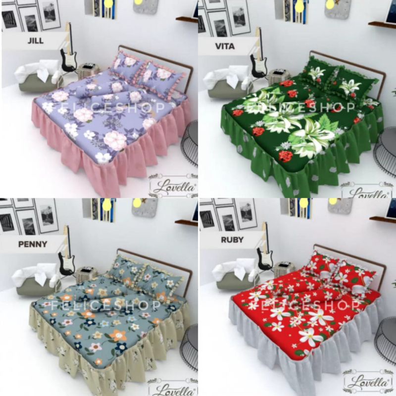 SPREI RUMBAI/RIMPLE LOVELLA 180X200CM 6KAKI KING SIZE BAHAN ADEM & LEMBUT TERBARU TERLARIS TERMURAH