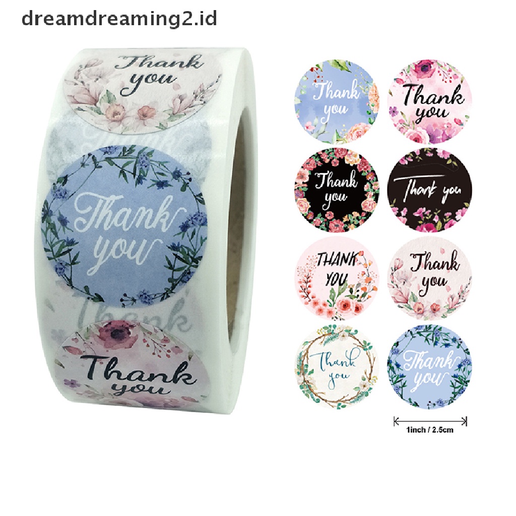 500pcs / Roll Stiker Label Segel Desain Thank You Untuk Alat Tulis