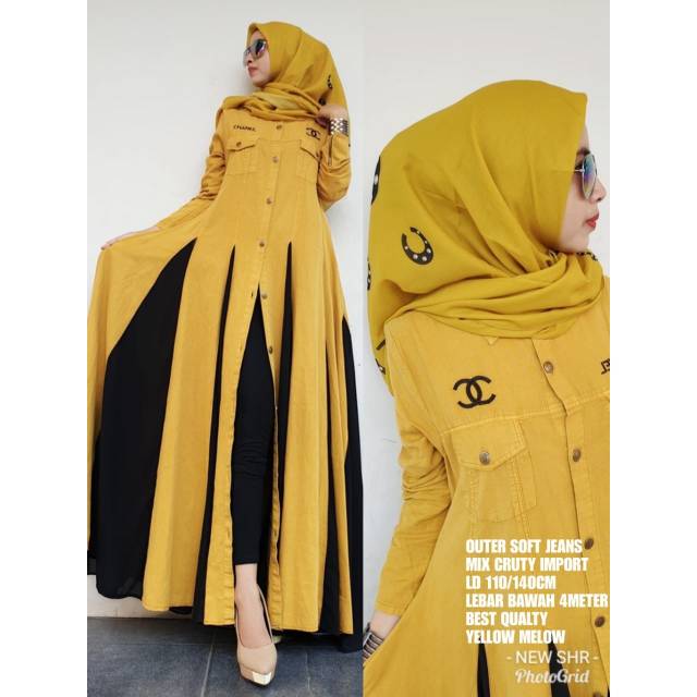 Gamis chanel jeans yellow import