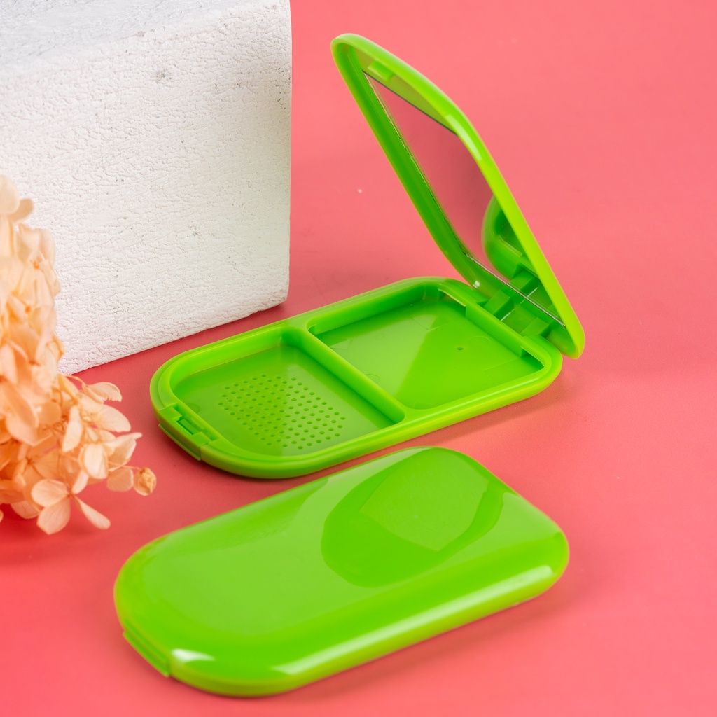 Pot Bedak Padat TWC Warna Hijau/Tempat/Wadah/Kemasan kosong Kosmetik