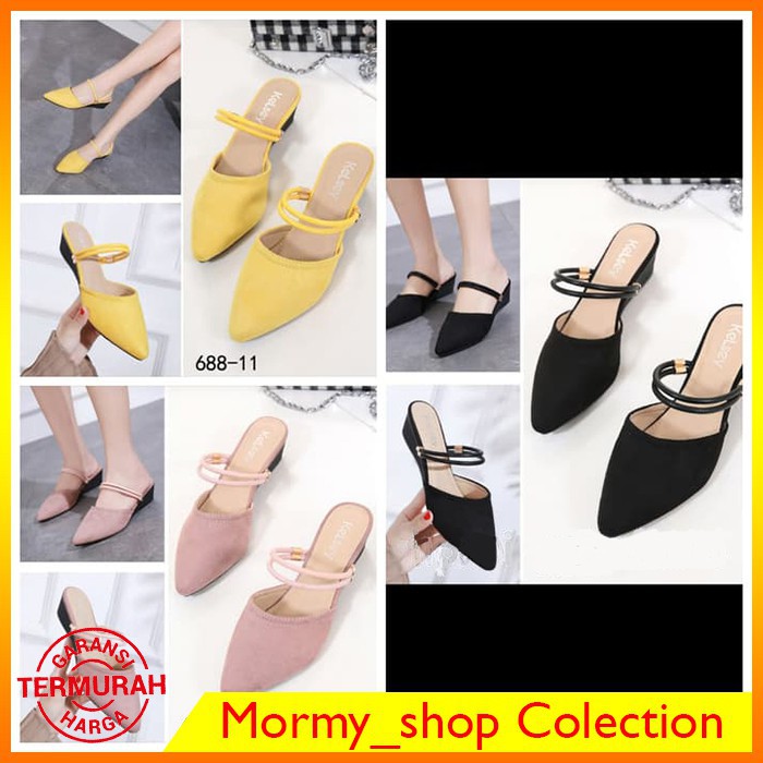 Disc 5%  CLARISSE OLGA REALPICT FLAT SHOES WANITA BALET TALI KUNING HITAM PINK
