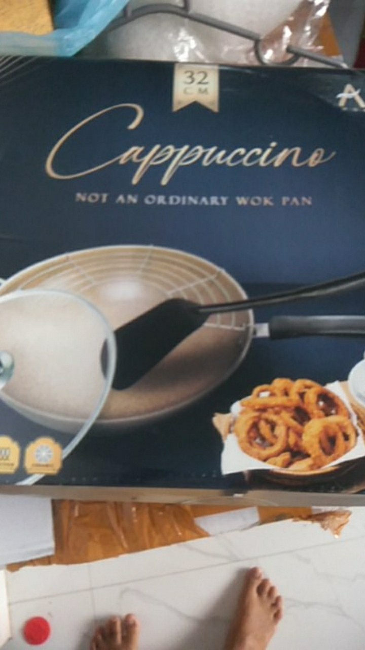 Asta Panci Wajan Goreng Anti Lengket Marble Diameter 32 Cm Tutup Kaca Asta Cappucino Asps-08 Asps 08